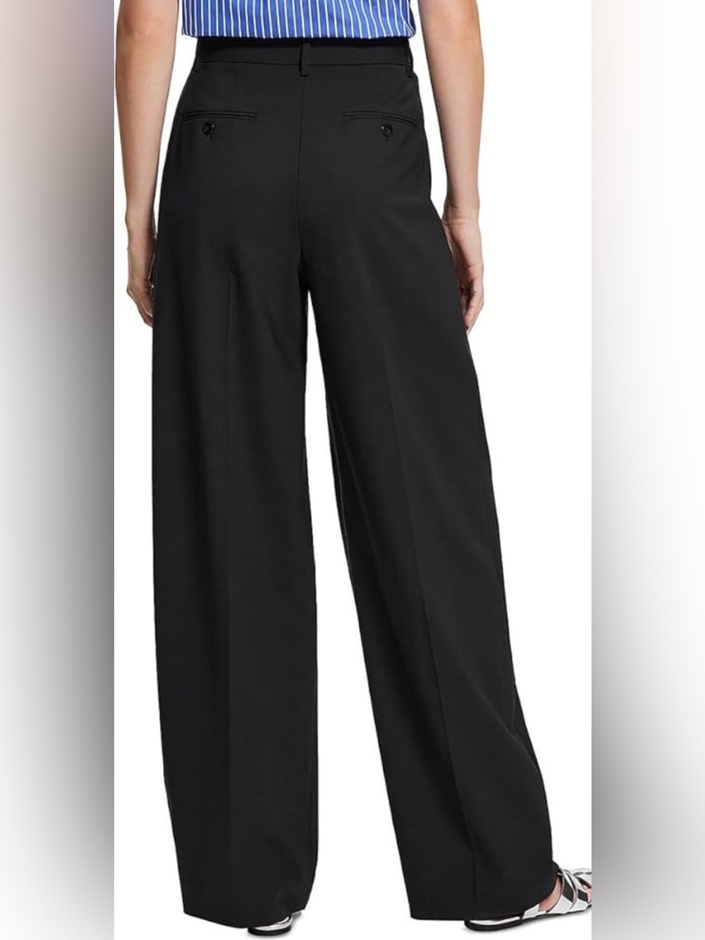 Lauren Ralph Lauren Black Wide Leg Trousers Size 10 Career Pants - Picture 2 of 5